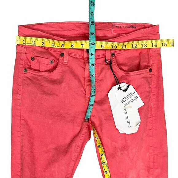 Rag & Bone Dre Capri Distressed Skinny Jeans Custom Dyed Coral Size 25 NEW! - Picture 13 of 13